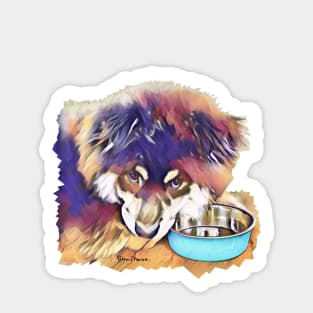 Puppy with an Empty Bowl Sticker